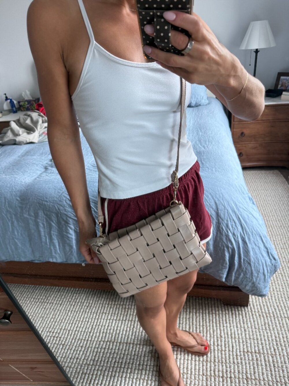 Anthropologie Taupe Woven Crossbody Bag